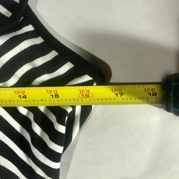 Worthington Women's Size 6 Small Black & Whit Dress Peplum Style Striped Diamond - Picture 11 of 14